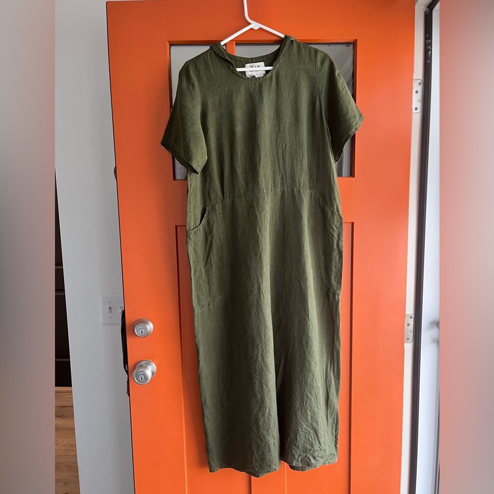 Dark green small Flax linen dress